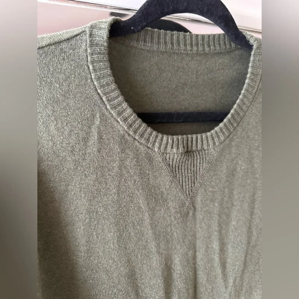 J.CREW Green Cotton Cashmere Men's Pullover Sweater Crew Neck Long Sleeve M